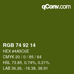 カラーコード: RGB 74 92 14 | qconv.com