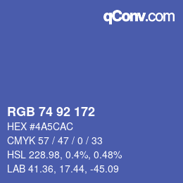 颜色代码: RGB 74 92 172 | qconv.com