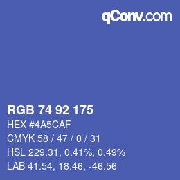 カラーコード: RGB 74 92 175 | qconv.com