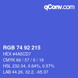 カラーコード: RGB 74 92 215 | qconv.com
