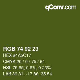 颜色代码: RGB 74 92 23 | qconv.com