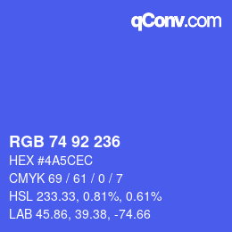 カラーコード: RGB 74 92 236 | qconv.com