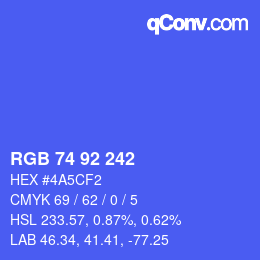 カラーコード: RGB 74 92 242 | qconv.com