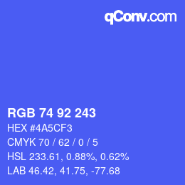 カラーコード: RGB 74 92 243 | qconv.com