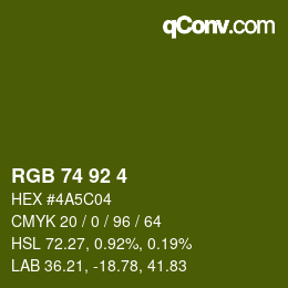 カラーコード: RGB 74 92 4 | qconv.com