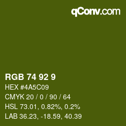 Color code: RGB 74 92 9 | qconv.com