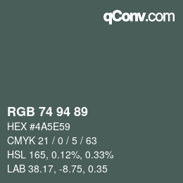 Code couleur: RGB 74 94 89 | qconv.com