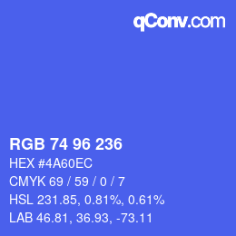 カラーコード: RGB 74 96 236 | qconv.com