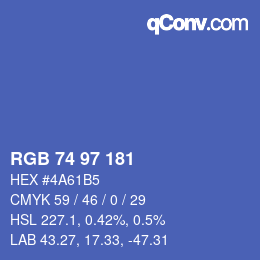 颜色代码: RGB 74 97 181 | qconv.com