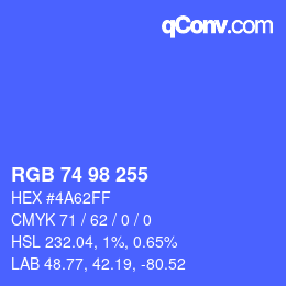 カラーコード: RGB 74 98 255 | qconv.com