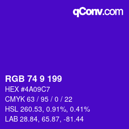 Color code: RGB 74 9 199 | qconv.com