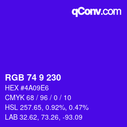 カラーコード: RGB 74 9 230 | qconv.com