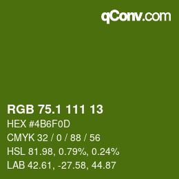 カラーコード: RGB 75.1 111 13 | qconv.com