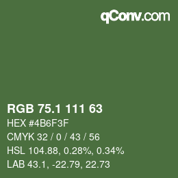 Color code: RGB 75.1 111 63 | qconv.com