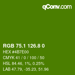 カラーコード: RGB 75.1 126.8 0 | qconv.com