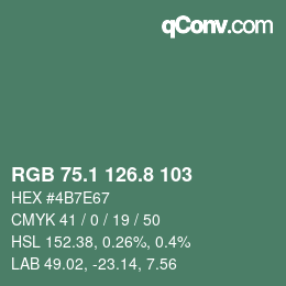 カラーコード: RGB 75.1 126.8 103 | qconv.com