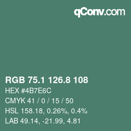カラーコード: RGB 75.1 126.8 108 | qconv.com