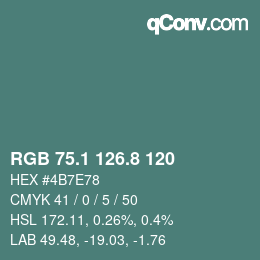 Color code: RGB 75.1 126.8 120 | qconv.com