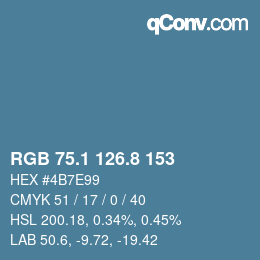 カラーコード: RGB 75.1 126.8 153 | qconv.com
