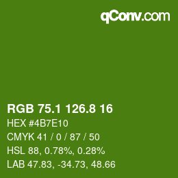 カラーコード: RGB 75.1 126.8 16 | qconv.com