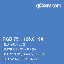 カラーコード: RGB 75.1 126.8 194 | qconv.com