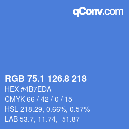 カラーコード: RGB 75.1 126.8 218 | qconv.com