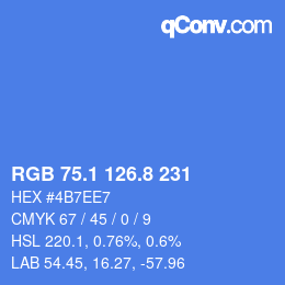 カラーコード: RGB 75.1 126.8 231 | qconv.com