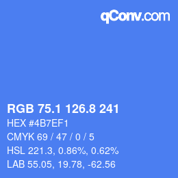 カラーコード: RGB 75.1 126.8 241 | qconv.com