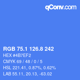 カラーコード: RGB 75.1 126.8 242 | qconv.com