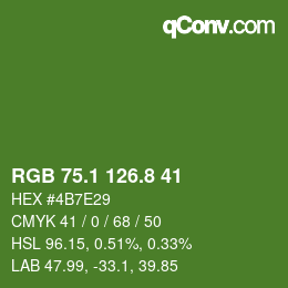 カラーコード: RGB 75.1 126.8 41 | qconv.com