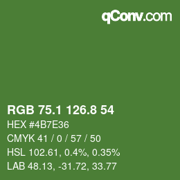 カラーコード: RGB 75.1 126.8 54 | qconv.com