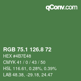 Color code: RGB 75.1 126.8 72 | qconv.com