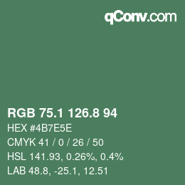 カラーコード: RGB 75.1 126.8 94 | qconv.com