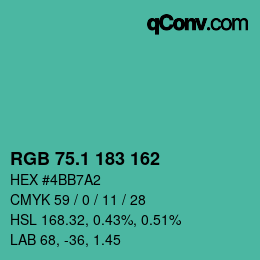 カラーコード: RGB 75.1 183 162 | qconv.com