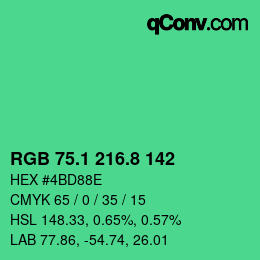 カラーコード: RGB 75.1 216.8 142 | qconv.com