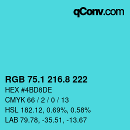 Color code: RGB 75.1 216.8 222 | qconv.com