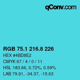 カラーコード: RGB 75.1 216.8 226 | qconv.com