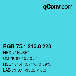 カラーコード: RGB 75.1 216.8 228 | qconv.com