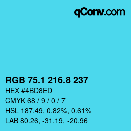 Color code: RGB 75.1 216.8 237 | qconv.com