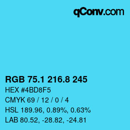 カラーコード: RGB 75.1 216.8 245 | qconv.com