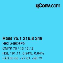 カラーコード: RGB 75.1 216.8 249 | qconv.com