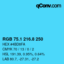 Color code: RGB 75.1 216.8 250 | qconv.com