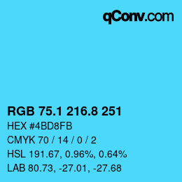 カラーコード: RGB 75.1 216.8 251 | qconv.com