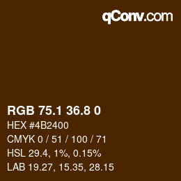 Color code: RGB 75.1 36.8 0 | qconv.com