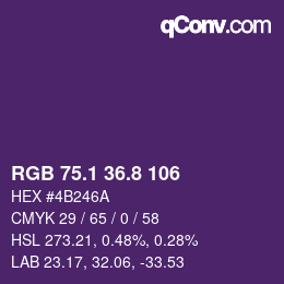 カラーコード: RGB 75.1 36.8 106 | qconv.com