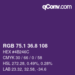 カラーコード: RGB 75.1 36.8 108 | qconv.com