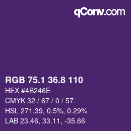 カラーコード: RGB 75.1 36.8 110 | qconv.com