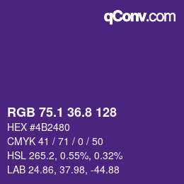 カラーコード: RGB 75.1 36.8 128 | qconv.com