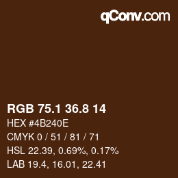 Color code: RGB 75.1 36.8 14 | qconv.com