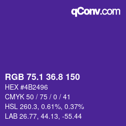 カラーコード: RGB 75.1 36.8 150 | qconv.com